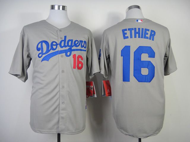 Men Los Angeles Dodgers 16 Ethier Grey MLB Jerseys